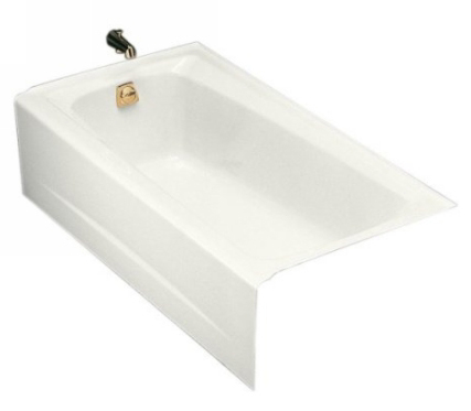 Kohler K-505-0 Mendota 5' Bath With Left-Hand Drain - White (Pictured w/Tub Spout, Not Included)
