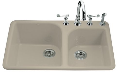 Kohler K-5932-4-G9 Executive Chef Self-Rimming Kitchen Sink - Sandbar (Faucet and Accessories Not Included)