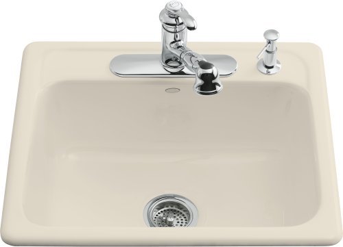 Kohler K-5964-1-47 Mayfield Self-Rimming Kitchen Sink With Single-Hole Faucet Drilling - Almond