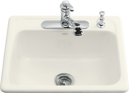 Kohler K-5964-1-96 Mayfield Self-Rimming Kitchen Sink With Single-Hole Faucet Drilling - Biscuit