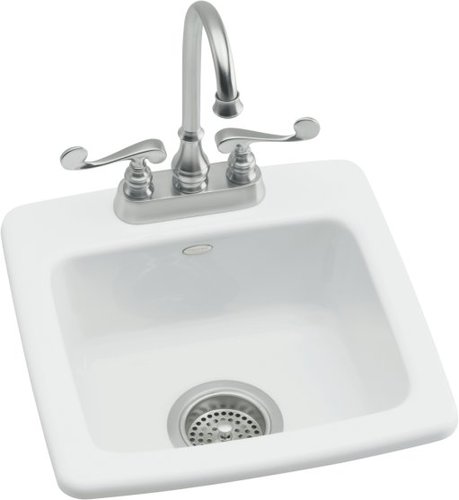 Kohler K-6015-1-0 Gimlet Self-Rimming Entertainment Sink With Single Hole Faucet Drilling - White (Faucet and Accessories Not Included)