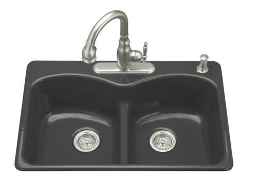 Kohler K-6626-1-7 Langlade Smart Divide Kitchen Sink - Black (Faucet and Accessories Not Included)