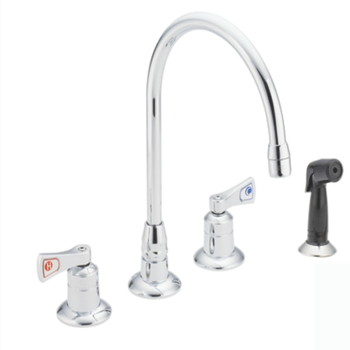 Moen 8242 Commercial Two Handle Kitchen Faucet with Side Spray Chrome