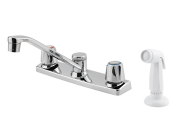 Price Pfister G135-4000 Pfirst Two Handle Kitchen Faucet with White Sidespray Chrome