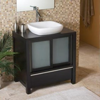 Decolav Vanity With Sliding Frosted Tempered Glass Doors