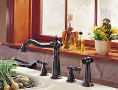 Delta Victorian Two Handle Kitchen Faucet With Spray
